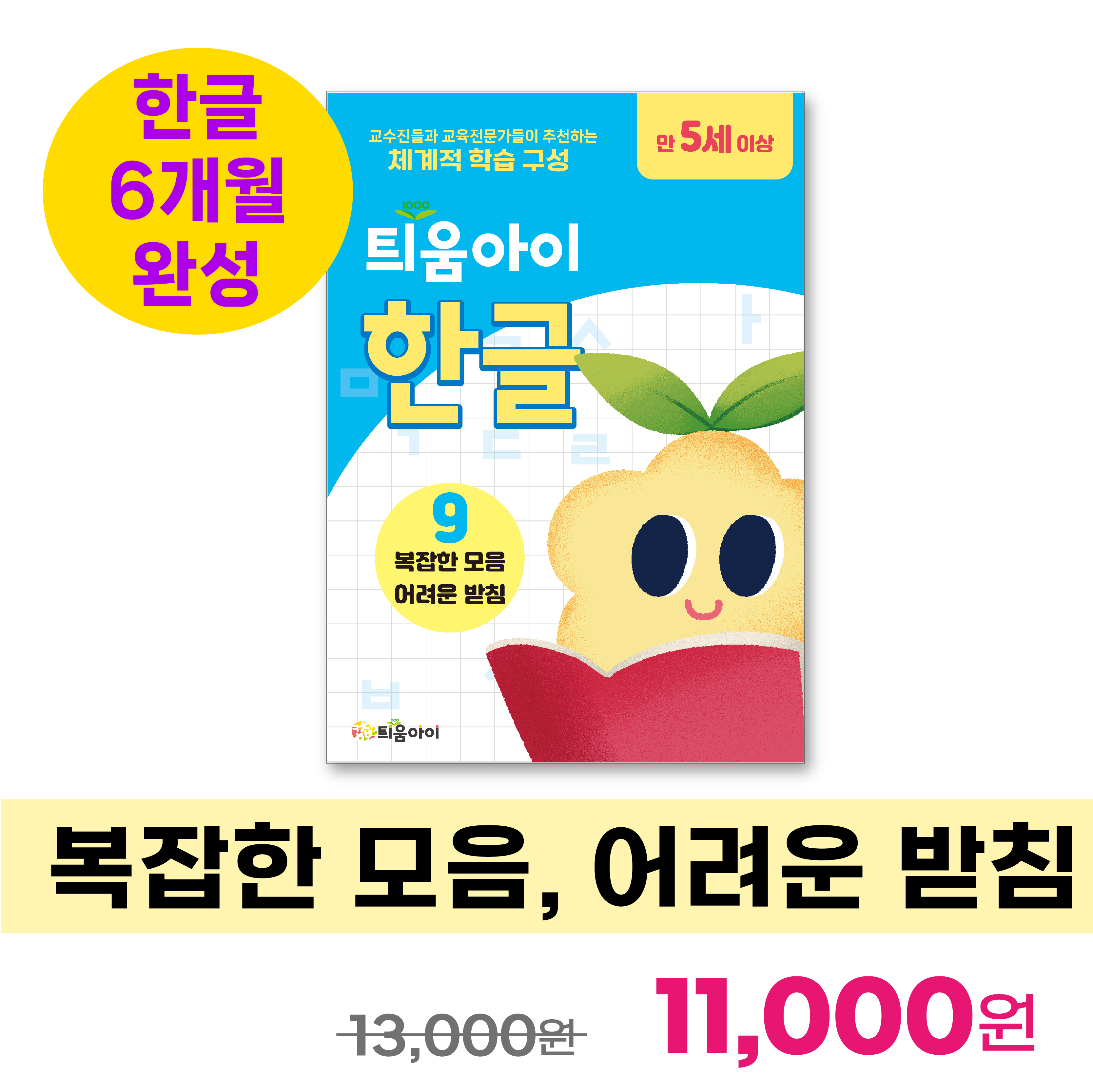 틔움아이 한글 9권 : 복잡한 모음, 어려운 받침